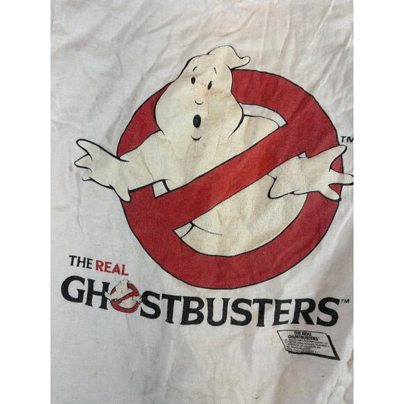 VINTAGE 80s The Real Ghostbusters Shirt Youth Medium White Single Stitch Tee USA - Picture 6 of 10